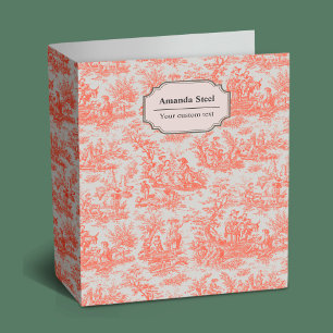 Elegant vintage orange toile de jouy binder