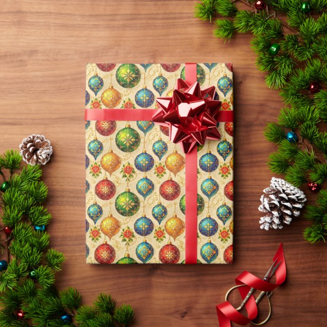 Elegant Vintage Ornaments Wrapping Paper (Holiday Gift)