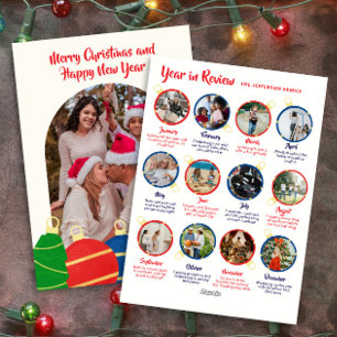 Elegant Vintage ornaments Year in review photo Holiday Card