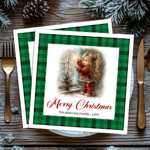 Elegant Vintage Painted Christmas Scene Napkins