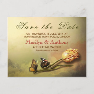 elegant vintage painting save the date postcards