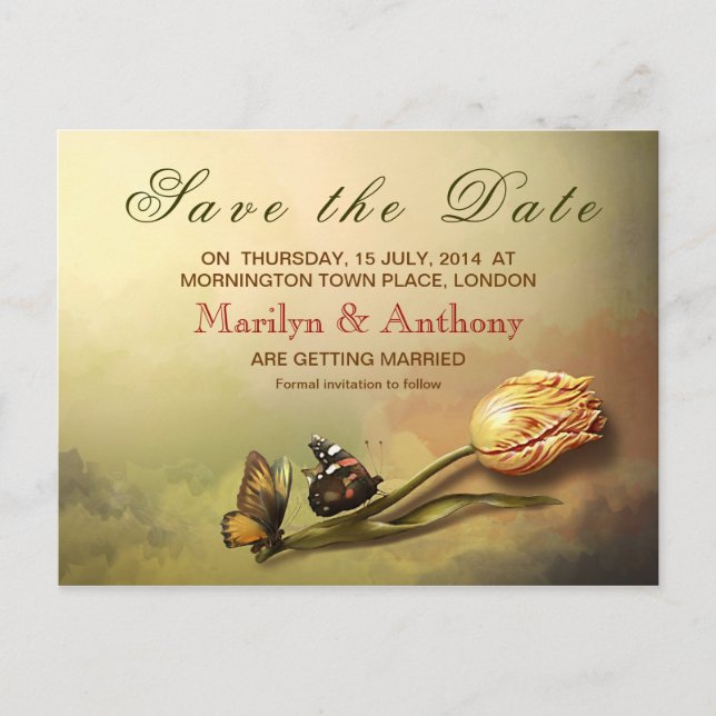elegant vintage painting save the date postcards (Front)