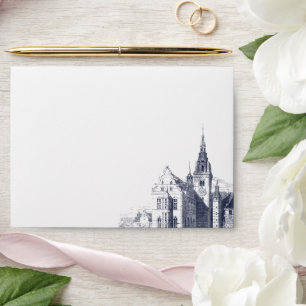 Elegant Vintage Palace Illustration Wedding Envelope