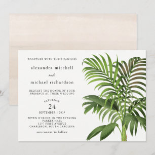 Elegant Vintage Palm Leaves   Wedding Invitation