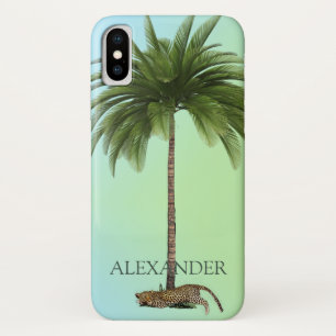 Elegant Vintage Palm Tree Leopard Wild  Green Case-Mate iPhone Case