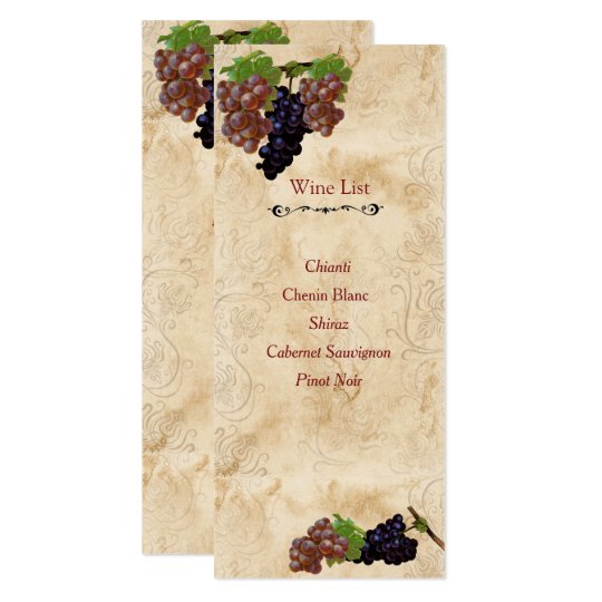 Elegant, Vintage Paper, Custom Wine List Card
