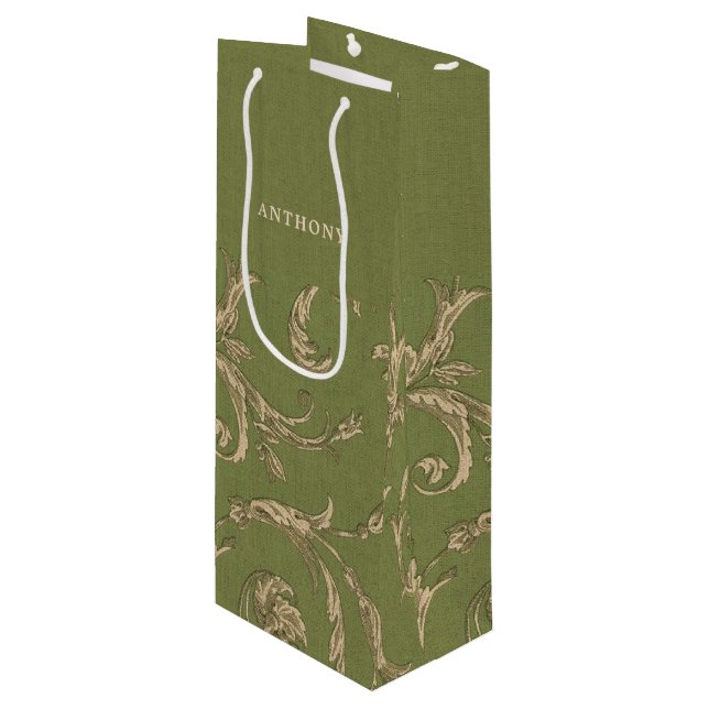 Elegant Vintage Pattern Wedding Gift Wine Gift Bag (Front Angled)