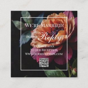 Elegant vintage peachy red floral moody boho enclosure card