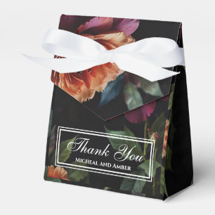Elegant vintage peachy red floral moody boho favor box