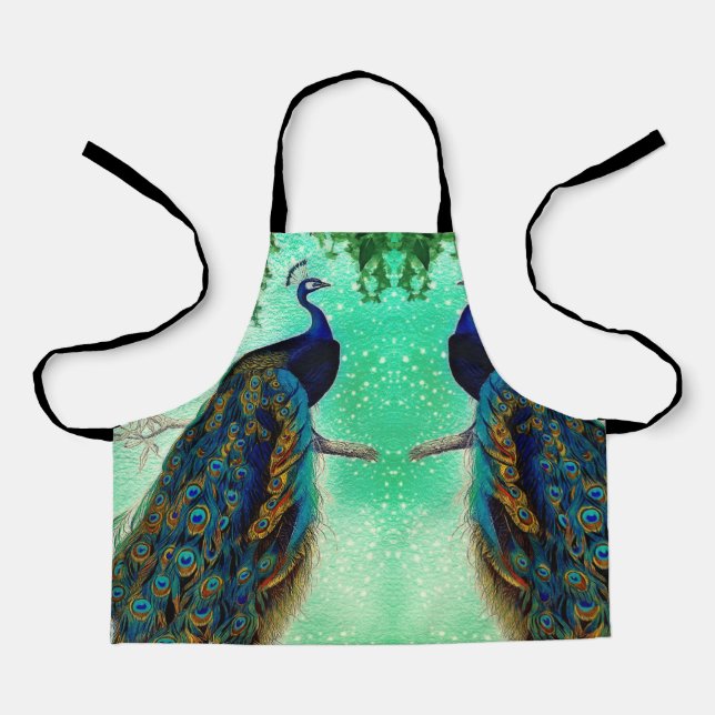 Elegant vintage peacock artwork  apron (Front)