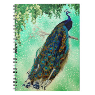 Elegant vintage peacock artwork notebook