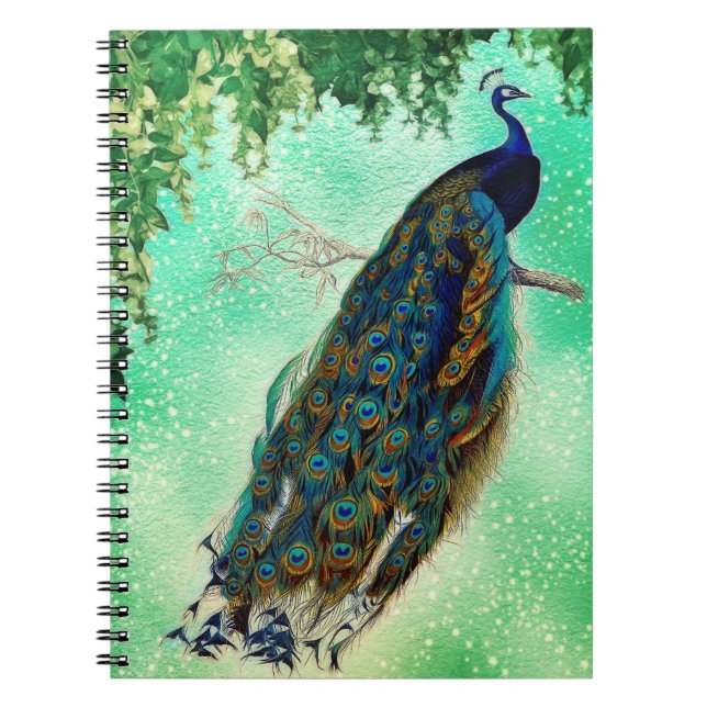 Elegant vintage peacock artwork                    notebook (Front)