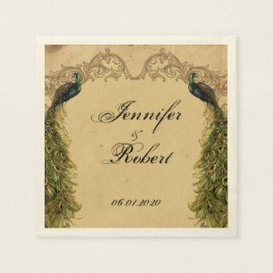 Elegant Vintage Peacock Posh Wedding Napkin