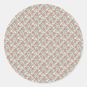 Elegant Vintage Peony & Mossy Vine Watercolor Classic Round Sticker