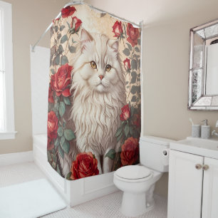 Elegant Vintage Persian Cat With Roses