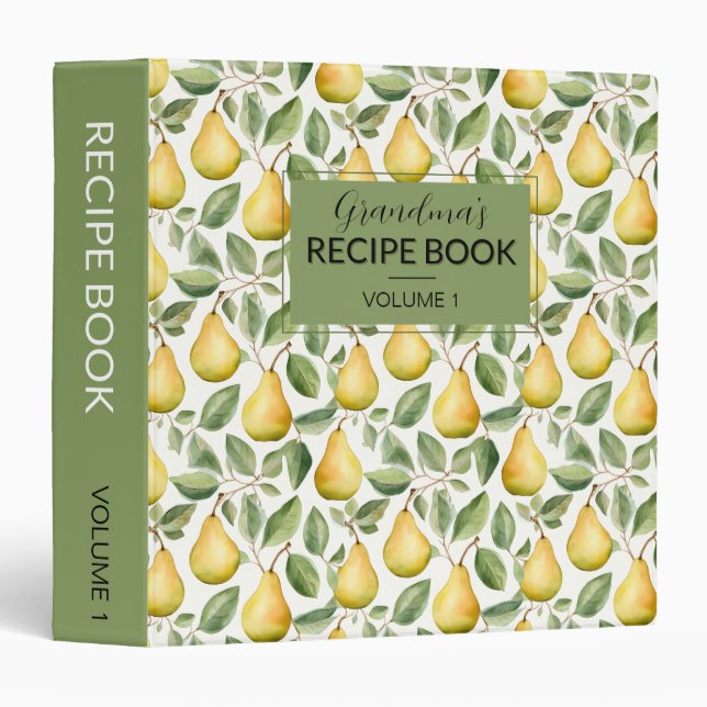 Elegant Vintage Personalized Grandma's Recipe Book Binder (Front/Spine)