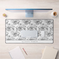 Elegant Vintage Personalized Linedrawn B&W Floral