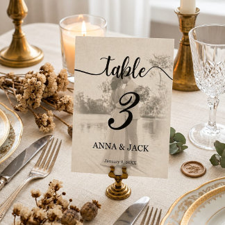 Elegant Vintage Photo Wedding Table Number Card