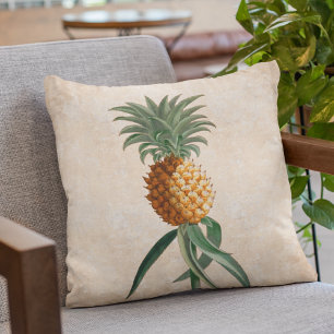 Elegant Vintage Pineapple Tropical Throw Pillow