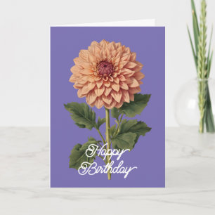 Elegant Vintage Pink Dahlia Floral Birthday Card