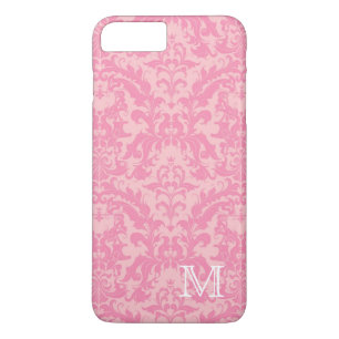 Elegant Vintage Pink Damask Monogram Pattern Case-Mate iPhone Case