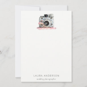 Elegant Vintage Pink Floral Camera Photography  Card