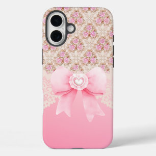 Elegant Vintage Pink Floral iPhone 16 Case
