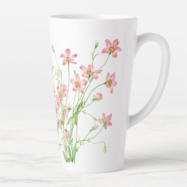 Elegant Vintage Pink Floral Large Latte Mug (Right)