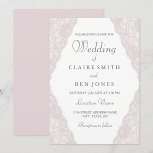Elegant Vintage Pink lace Wedding Invitation