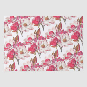 Elegant Vintage Pink Magnolia White Tissue Paper