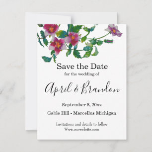 Elegant vintage pink red magenta watercolor roses save the date