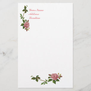Elegant Vintage Pink Rose Stationery