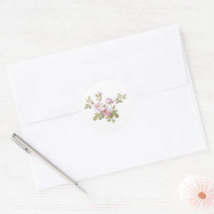 Elegant Vintage Pink Roses Classic Round Sticker