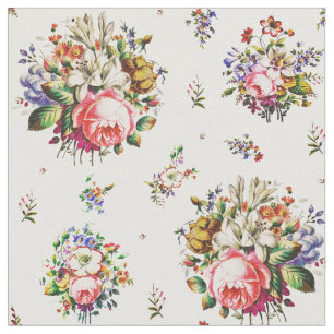 Elegant Vintage Pink Roses Floral Pattern Fabric
