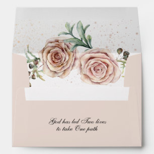 Elegant Vintage Pink Roses Inspirational Wedding Envelope