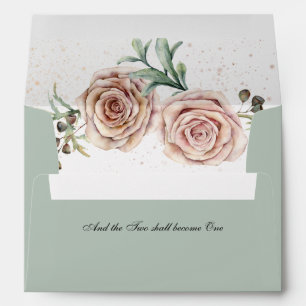 Elegant Vintage Pink Roses Inspirational Wedding Envelope