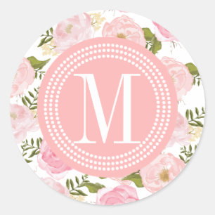 Elegant Vintage Pink Roses Personalized Classic Round Sticker