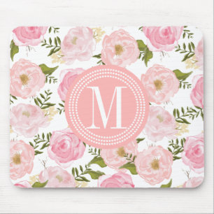 Elegant Vintage Pink Roses Personalized Mouse Pad