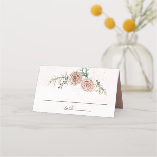 Elegant Vintage Pink Roses Wedding Place Card