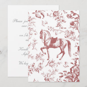 Elegant Vintage Pink Rosewood Floral Horse Invitation