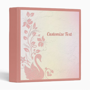 Elegant Vintage Pink Swan Personalize Binder