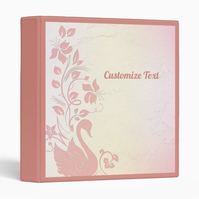 Elegant Vintage Pink Swan Personalize Binder (Front/Spine)