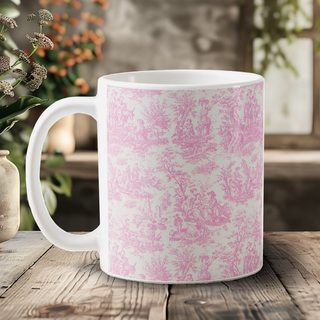Elegant vintage pink toile de jouy  coffee mug (Creator Uploaded)