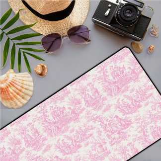 Elegant vintage pink toile de jouy  desk mat