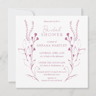 Elegant Vintage Pink Vines & Flowers Bridal Shower Invitation