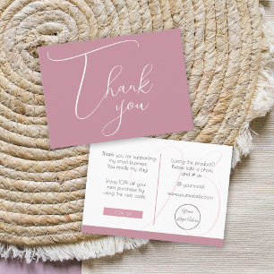 Elegant vintage pink with logo business thank you  card