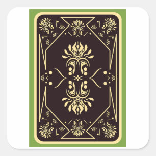 Elegant Vintage Playing Card Black Gold Square Sticker