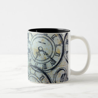 Elegant Vintage Pocket Watches Pattern Two-Tone Coffee Mug