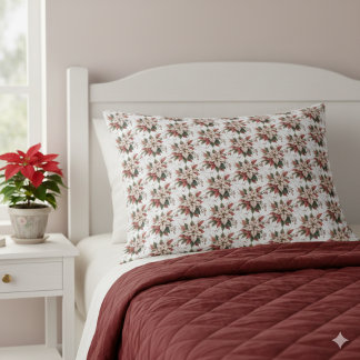 Elegant Vintage Poinsettia Winter Pillowcase