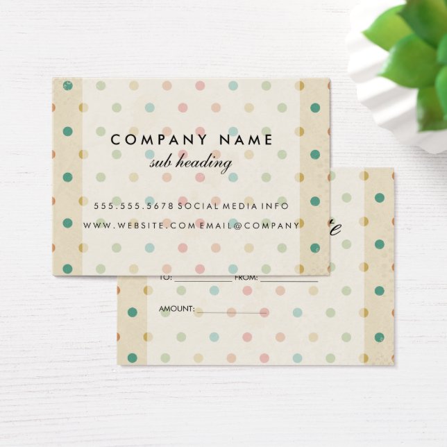 Elegant Vintage Polka Dot Gift Certificate (Desk)